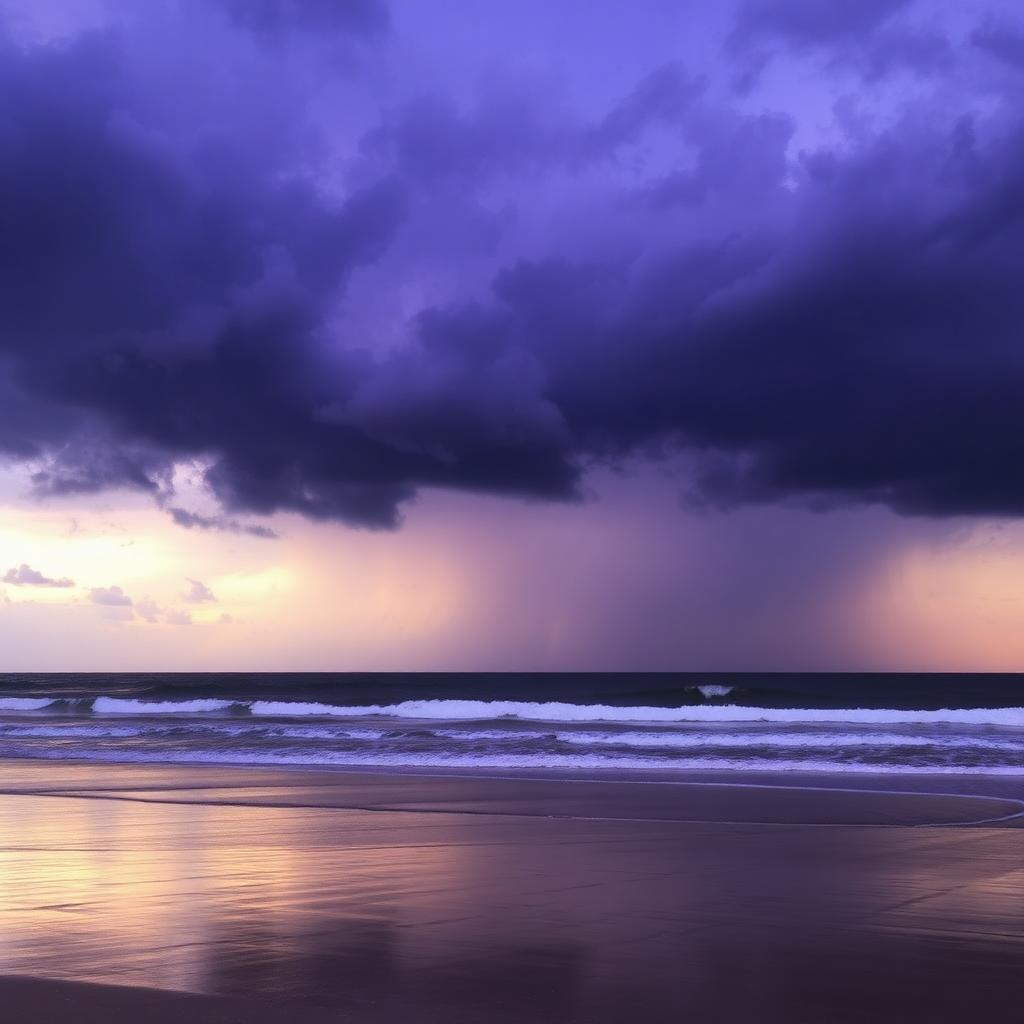 Moody Outer Banks beach under a summer thunderstorm